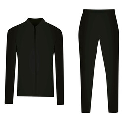 Black tracksuit. top and bottom. vector