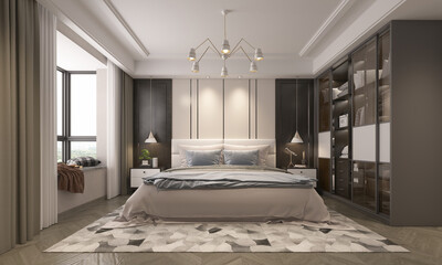 3d render of hotel room