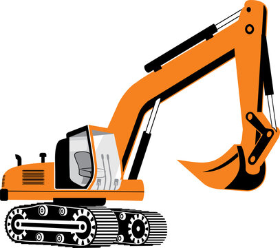 orange excavator construction equipment clip art preview