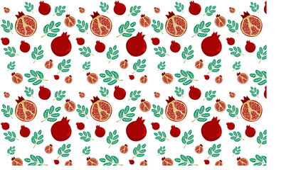 Vector seamless pattern with pomegranates. Decorative patterns of pomegranate
