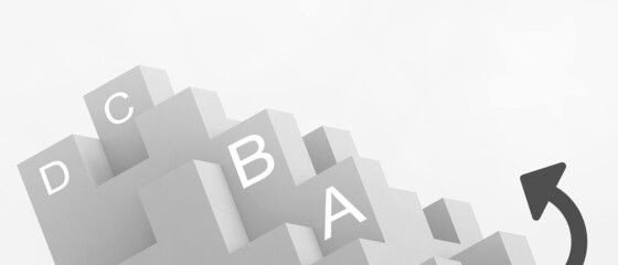 Creative idea. Business concept and Goal sequence of future business development on gray.banner,copy space,digital,poster,Card - 3d Rendering