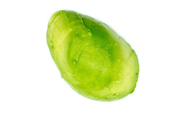 Peeled avocado isolated on white background top view