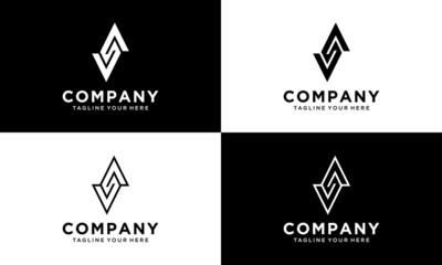 VS Letter Logo Design with Creative Modern Trendy Typography and Black Colors. on a black and white background.