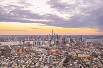 Aerial view of New York City skyline cityscape of Manhattan in USA