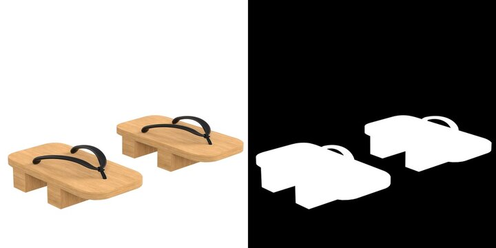 3D rendering illustration of a geta japanese shoes