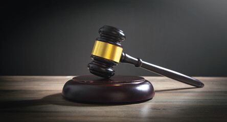 Judge Gavel on the wooden desk. Law concept
