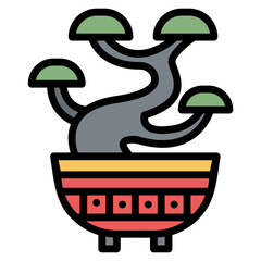 Bonsai filled line color icon