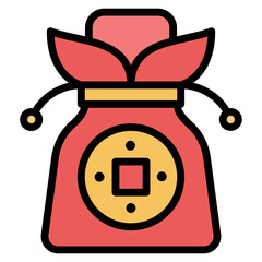 Gift Bag chinese filled line color icon