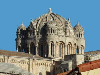 Cathedral of Zamora. View of the beautiful Romanesque-Byzantine cupola or lantern tower (12th century). Spain.