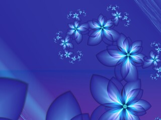 Fototapeta na wymiar Blue fractal illustration background with flower. Creative element for design.Original digital artwork with place for text...Creative work.