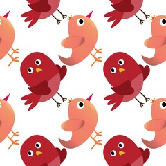 Seamless background with chickens...Cartoon illustration as texture with birds...Happy Easter.