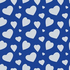 Blue and white seamless background with heart. Heart as a seamless texture for printing. Repeating abstract pattern with heart shape...