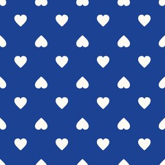Blue and white seamless background with heart. Heart as a seamless texture for printing. Repeating abstract pattern with heart shape...
