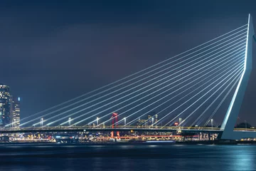 Papier Peint photo Pont Érasme skyline of Rotterdam on 11 January 2022.