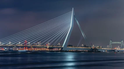 Papier Peint photo autocollant Pont Érasme skyline of Rotterdam on 11 January 2022.