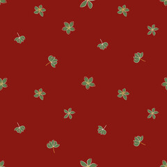 Jasmine flowers vector seamless pattern background. Line art hand drawn flower heads, blossom, petals. Spacious floral design on red backdrop.Botanical repeat print for medicinal healing plant.