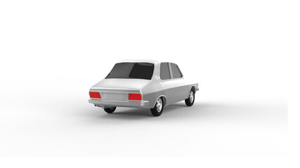 white car rear view with shadow 3d render