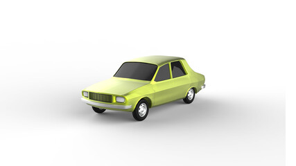 yellow car angle view with shadow 3d render