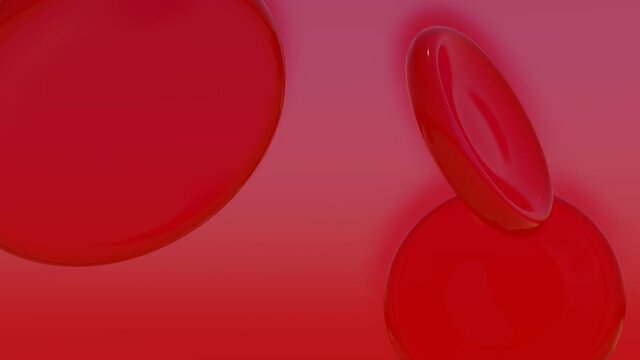 Red blood cells. Medical hematology background with 3d rendering macro erythrocytes. Illustration of closeup hemoglobin streaming, plasma with erythrocyte