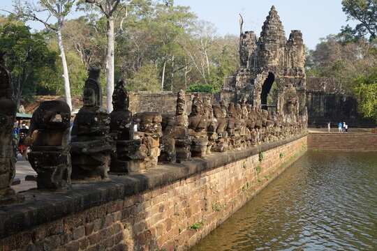 Tonle Om South gate of impressive Khmer ruin city Angkor Thom (horizontal image), Siem Reap, Cambodia