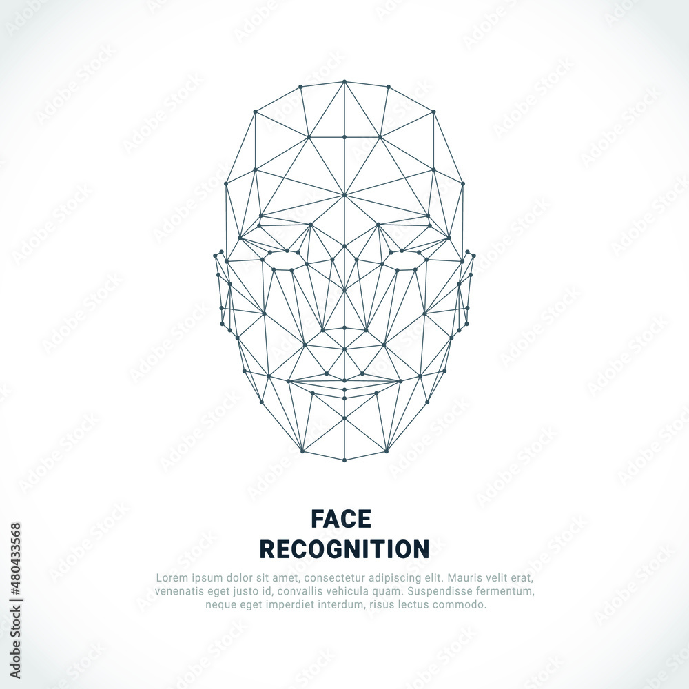 Fototapete face recognition. face recognition system concept. biometric scanning, 3d scanning. identification o