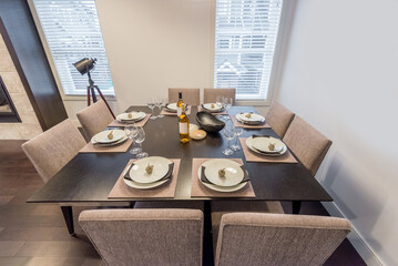 Modern dining room in luxury house.