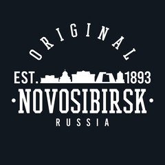 Novosibirsk Oblast, Russia Skyline Original. A Logotype Sports College and University Style. Illustration Design Vector City.