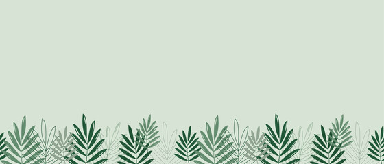 Leaf Border on light green background, Vector wallpaper, Nature