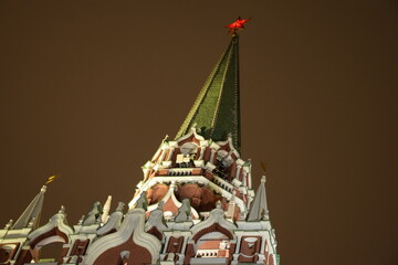 Moscow Kremlin tower at night