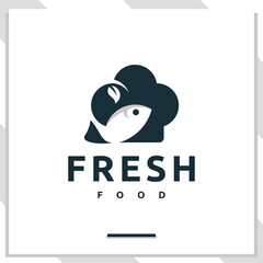 fresh food ,fish ,logo combination template
