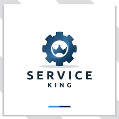 gear crown ,king , royal ,logo combination template