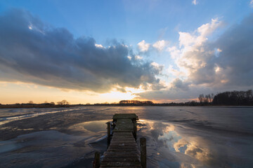 frozen lake in winter