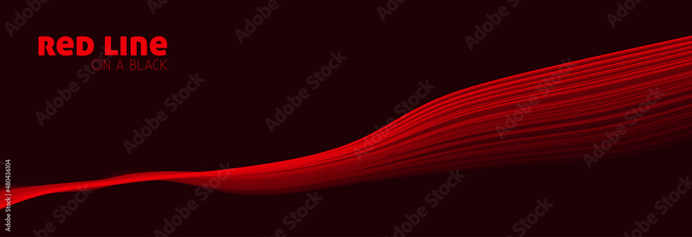 Poster abstract compound red line on black background
