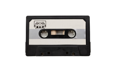Cassette tape audio isolated on white background. Retro music and sound
