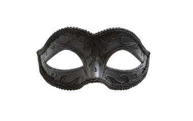 Black carnival mask with ornament isolated on a white background.