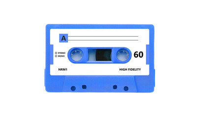 Cassette tape audio isolated on white background. Retro music and sound