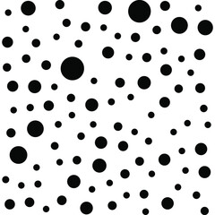 Black polka dots random pattern background. Grunge texture. Vector illustration.	