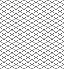 Fototapeta premium Black and white grid abstract triangle or cubes seamless pattern background. Vector illustration.