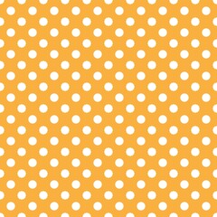 Wit en oranje retro Polka Dot naadloos patroon. Voor plaid, tafelkleden, kleding, overhemden, jurken, papier, beddengoed, dekens, dekbedden en andere textielproducten. Vectorachtergrond.