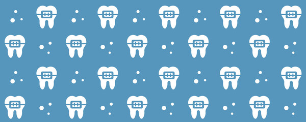 Simple dental pattern of braces. Flat illustration of teeth.