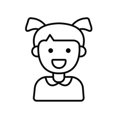 Laughing Little Girl Character Line Icon
