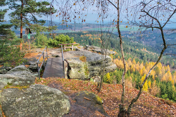 Aussicht vom Katzfels in der Sächsischen Schweiz -  view from mountain Katzfels in Elbe Sandstone Mountains, Germany