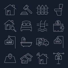 Real Estate icons set . Real Estate  pack symbol vector elements for infographic web