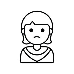 Sad Little Girl Character Line Icon