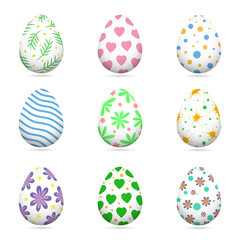 Set of Easter eggs collection on White background