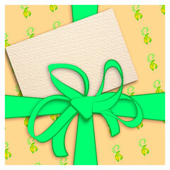 Square postcard, banner.Digital flat drawing of a gift box. Bright packaging tied with a bow.For birthday, Easter, Valentine's Day, wedding.Without an inscription.