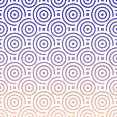 Abstract blue and orange overlapping circles, ethnic pattern background.