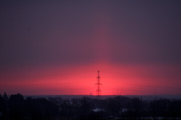 radio tower at sunset