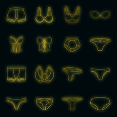 Underwear icons set vector neon