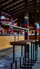empty wooden bar counter in an abandoned room